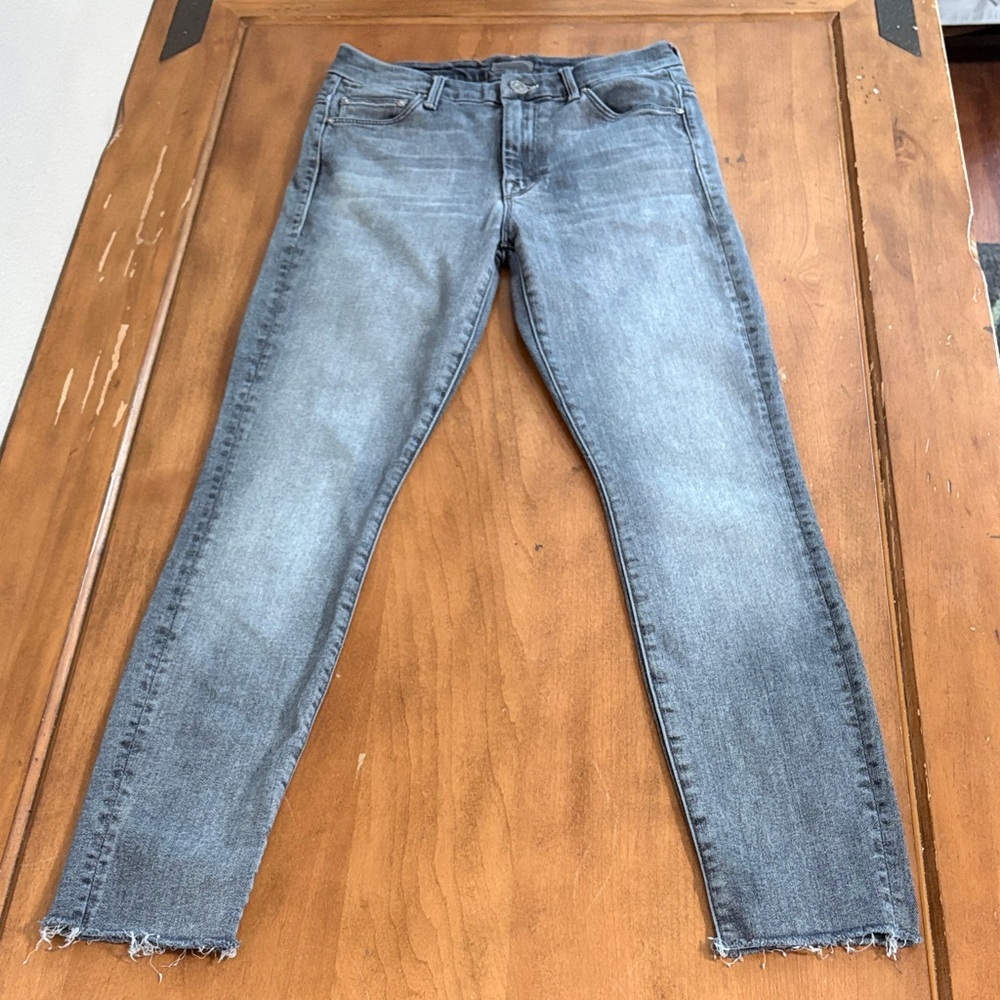 Mother Gray High Waisted Looker Ankle Fray Denim Jeans Size 27